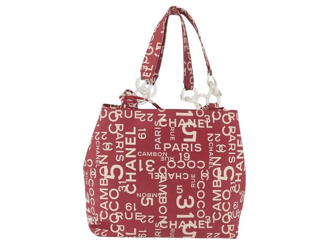 CHANEL Borsa Tote By Sea Line Canvas Rossa CC Auth BA11415A Rosso - vista 2