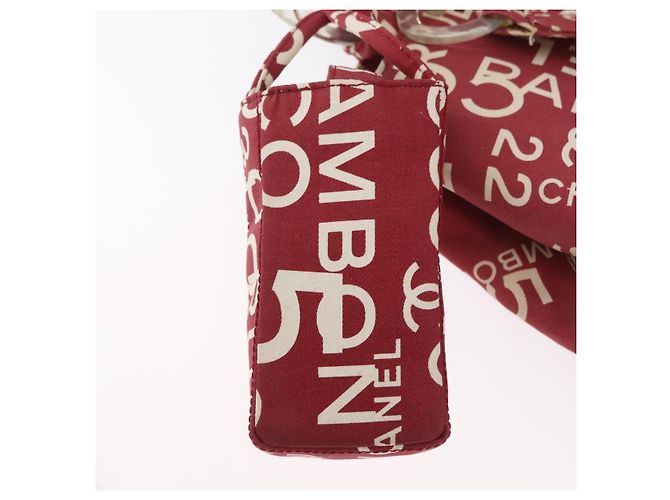 CHANEL Borsa Tote By Sea Line Canvas Rossa CC Auth BA11415A Rosso - vista 24