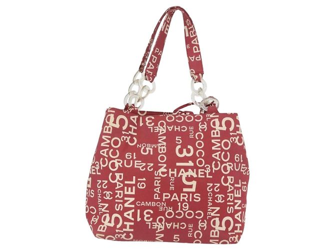 CHANEL Borsa Tote By Sea Line Canvas Rossa CC Auth BA11415A Rosso - vista 3