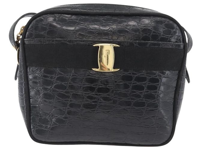 Borsa a Spalla Salvatore Ferragamo in Pelle Nera Oro Auth ka3122A Nero D'oro - vista 2