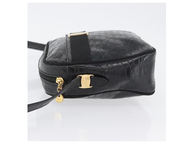 Borsa a Spalla Salvatore Ferragamo in Pelle Nera Oro Auth ka3122A Nero D'oro - vista 5