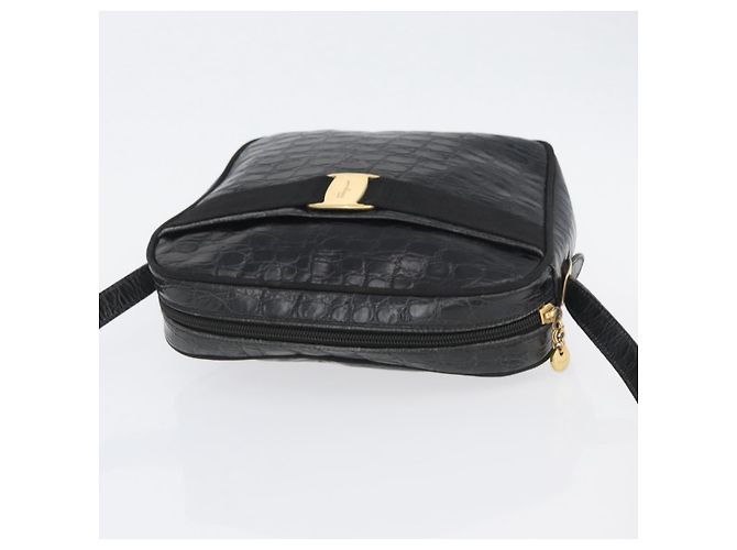 Borsa a Spalla Salvatore Ferragamo in Pelle Nera Oro Auth ka3122A Nero D'oro - vista 6