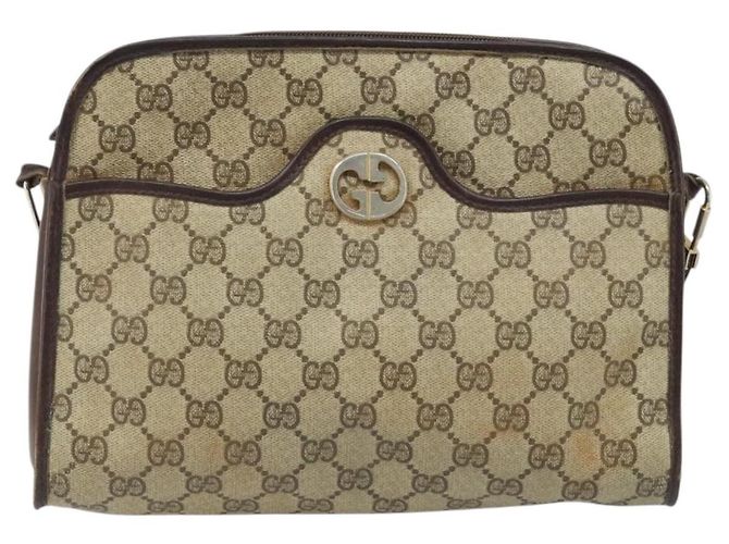 Gucci Borsa a Spalla GG Supreme PVC Beige Oro Auth ka3220 D'oro - vista 2