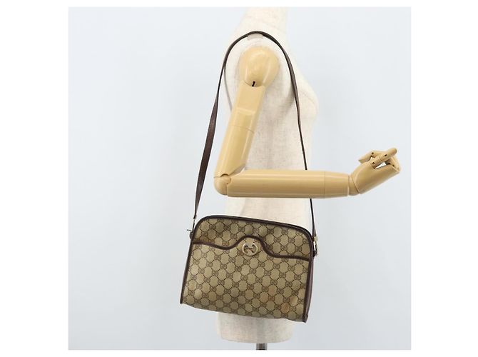 Gucci Borsa a Spalla GG Supreme PVC Beige Oro Auth ka3220 D'oro - vista 26