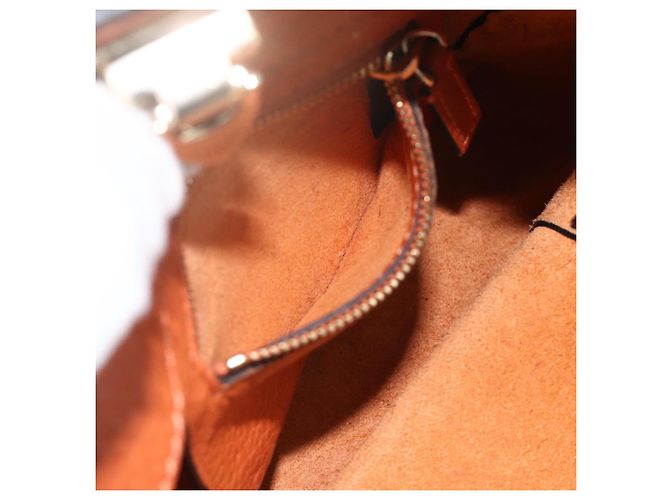 Bolso de mano de cuero Valentino con tachuelas 2 en 1 dorado naranja marrón Auth BA11416 - vista 22