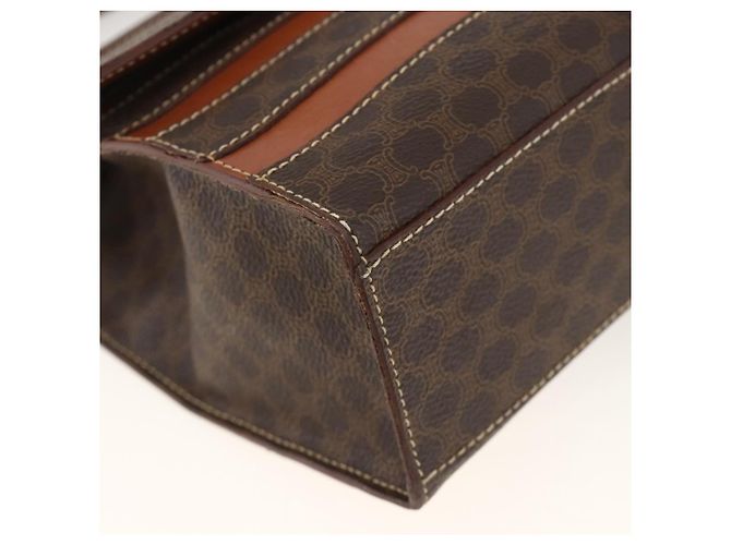 Céline Bolsa de mão em lona Macadam CELINE em couro PVC marrom dourado Auth 174439 - vista 11