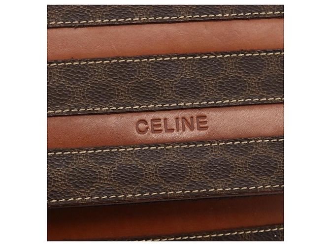 Céline Bolsa de mão em lona Macadam CELINE em couro PVC marrom dourado Auth 174439 - vista 14