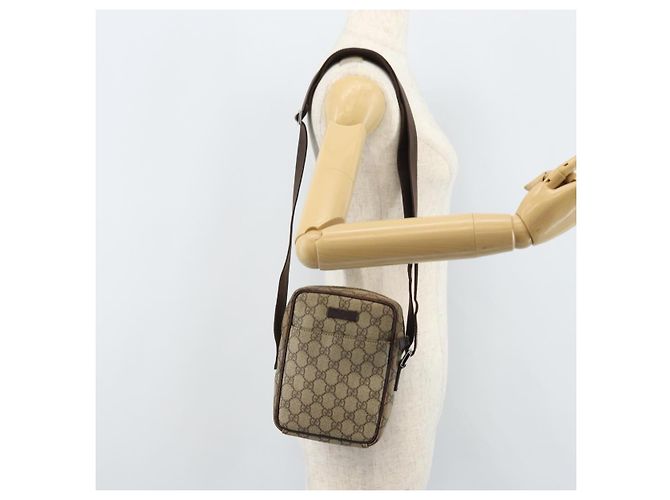 Borsa a Spalla GG Supreme PVC Beige Argento di GUCCI 122754 Auth ARZ682A - vista 23