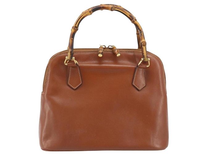 Borsa a mano Gucci Bamboo in pelle marrone oro 000 2058 0290 Auth bs33974 D'oro - vista 2