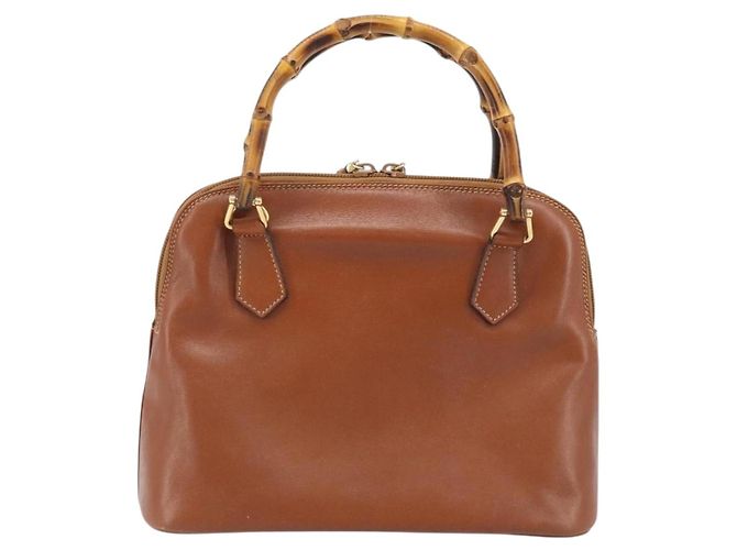 Borsa a mano Gucci Bamboo in pelle marrone oro 000 2058 0290 Auth bs33974 D'oro - vista 3