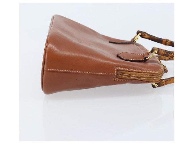 Borsa a mano Gucci Bamboo in pelle marrone oro 000 2058 0290 Auth bs33974 D'oro - vista 4