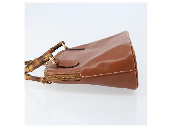 Borsa a mano Gucci Bamboo in pelle marrone oro 000 2058 0290 Auth bs33974 D'oro - vista 5
