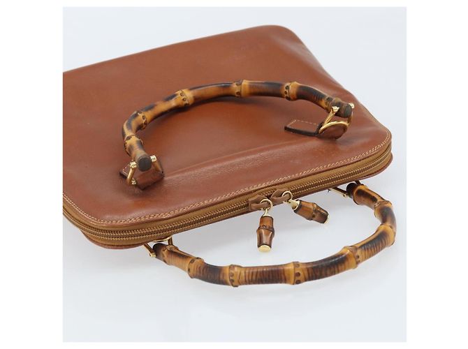 Borsa a mano Gucci Bamboo in pelle marrone oro 000 2058 0290 Auth bs33974 D'oro - vista 6