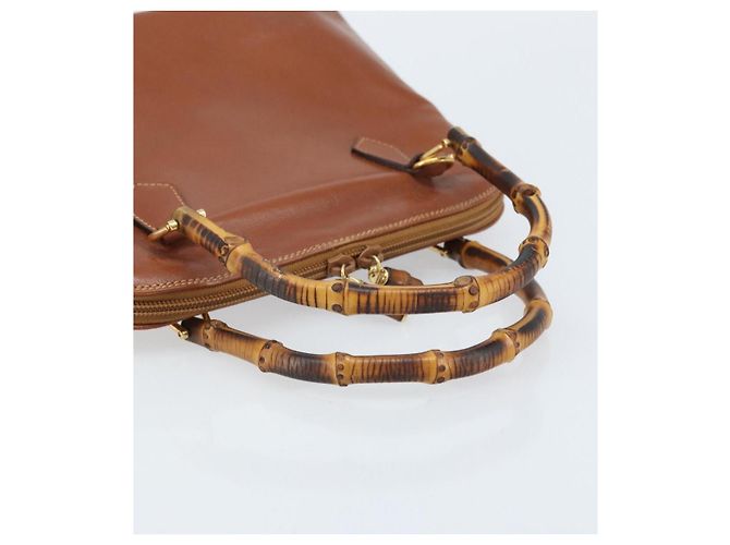Borsa a mano Gucci Bamboo in pelle marrone oro 000 2058 0290 Auth bs33974 D'oro - vista 7