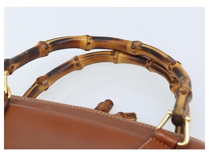 Borsa a mano Gucci Bamboo in pelle marrone oro 000 2058 0290 Auth bs33974 D'oro - vista 8
