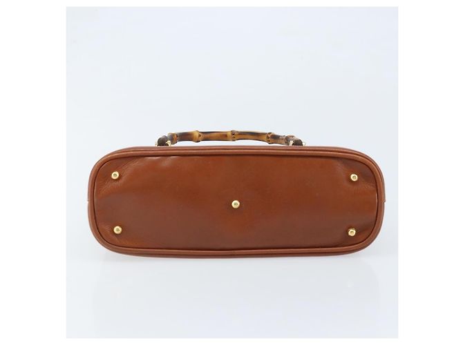 Borsa a mano Gucci Bamboo in pelle marrone oro 000 2058 0290 Auth bs33974 D'oro - vista 9