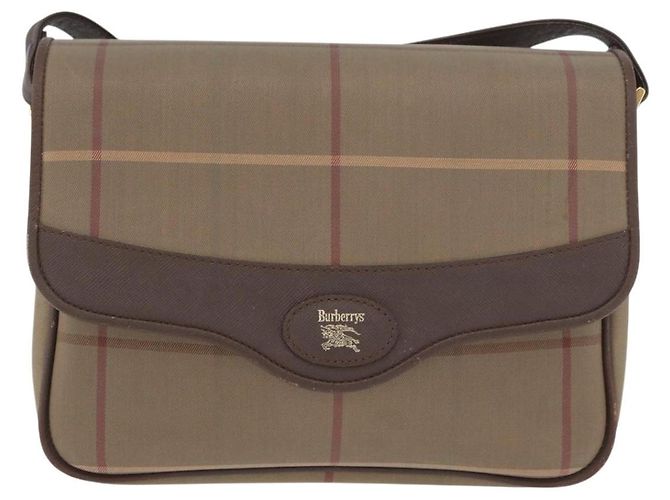 Borsa a Spalla Burberrys Nova Check in Tela Marrone Oro Auth bs33876 D'oro - vista 2