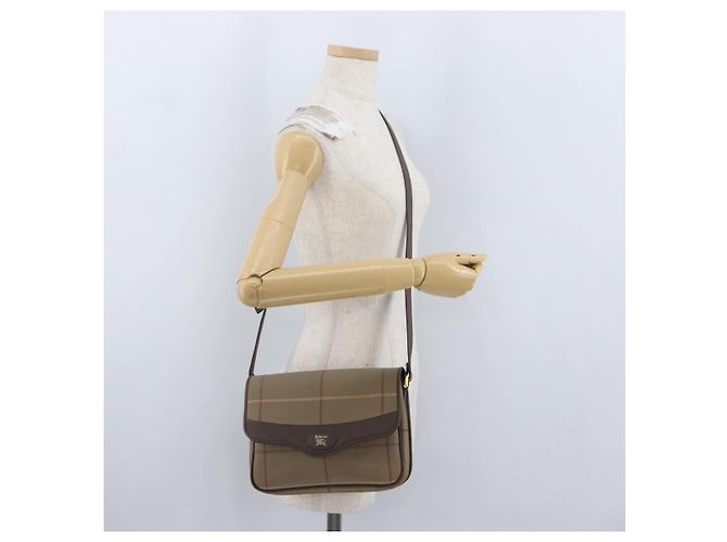 Borsa a Spalla Burberrys Nova Check in Tela Marrone Oro Auth bs33876 D'oro - vista 25