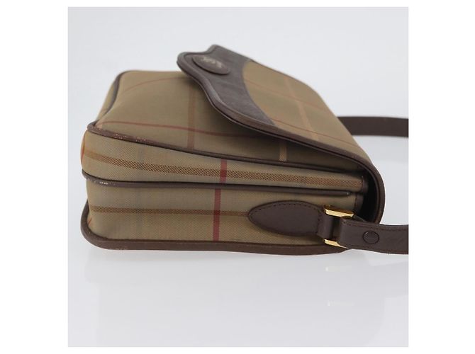 Borsa a Spalla Burberrys Nova Check in Tela Marrone Oro Auth bs33876 D'oro - vista 4