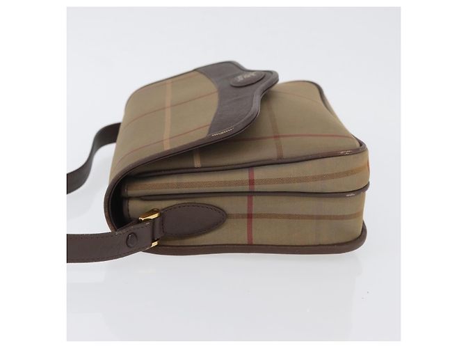 Borsa a Spalla Burberrys Nova Check in Tela Marrone Oro Auth bs33876 D'oro - vista 5