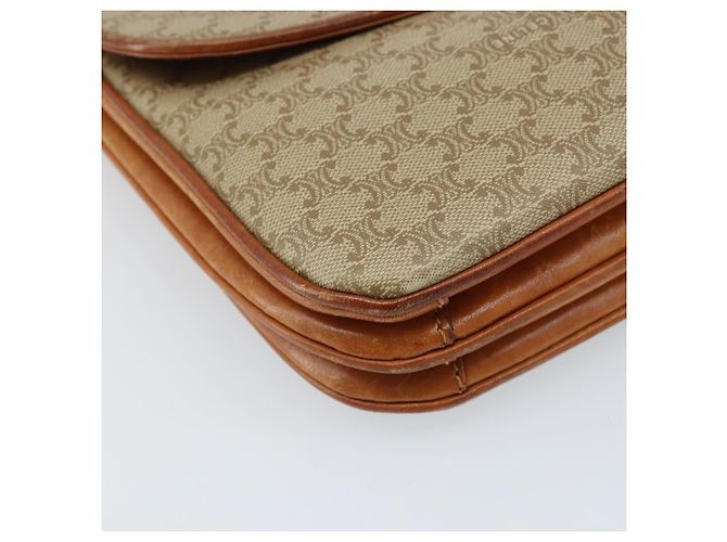 Céline Borsa a Spalla Circolare in Tela Macadam CELINE PVC Beige Oro Auth ARZ313 D'oro - vista 11