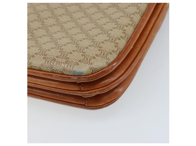 Céline Borsa a Spalla Circolare in Tela Macadam CELINE PVC Beige Oro Auth ARZ313 D'oro - vista 12