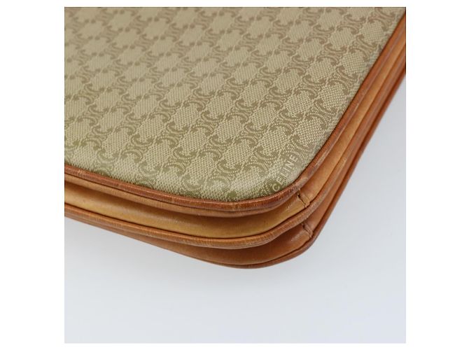 Céline Borsa a Spalla Circolare in Tela Macadam CELINE PVC Beige Oro Auth ARZ313 D'oro - vista 13