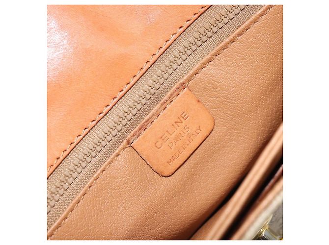 Céline Borsa a Spalla Circolare in Tela Macadam CELINE PVC Beige Oro Auth ARZ313 D'oro - vista 16
