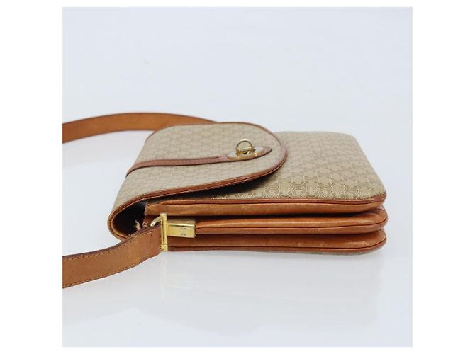 Céline Borsa a Spalla Circolare in Tela Macadam CELINE PVC Beige Oro Auth ARZ313 D'oro - vista 5