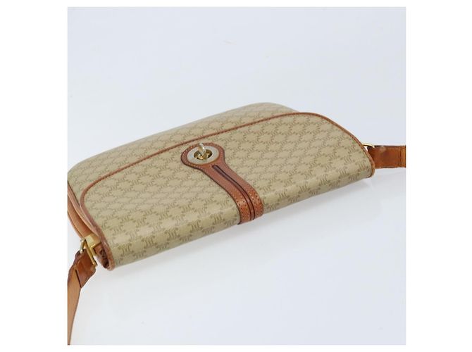 Céline Borsa a Spalla Circolare in Tela Macadam CELINE PVC Beige Oro Auth ARZ313 D'oro - vista 6