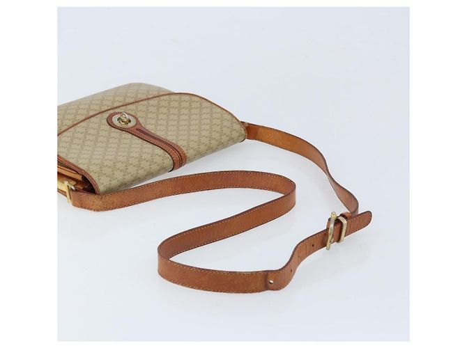 Céline Borsa a Spalla Circolare in Tela Macadam CELINE PVC Beige Oro Auth ARZ313 D'oro - vista 7