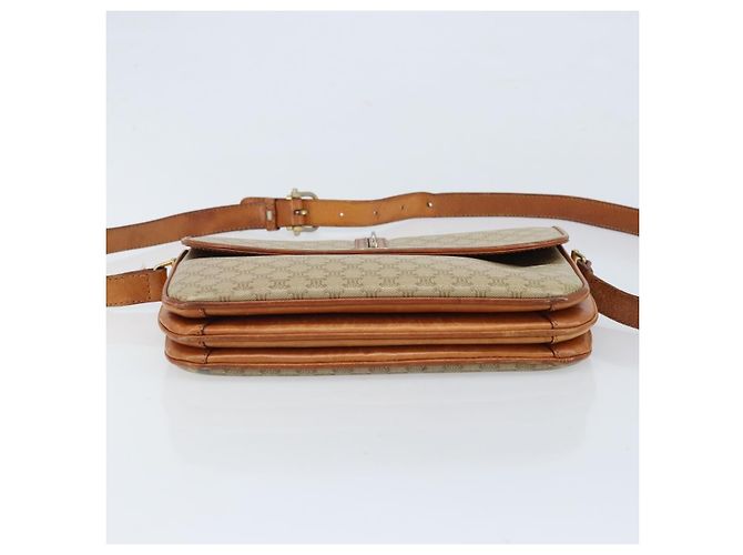 Céline Borsa a Spalla Circolare in Tela Macadam CELINE PVC Beige Oro Auth ARZ313 D'oro - vista 9