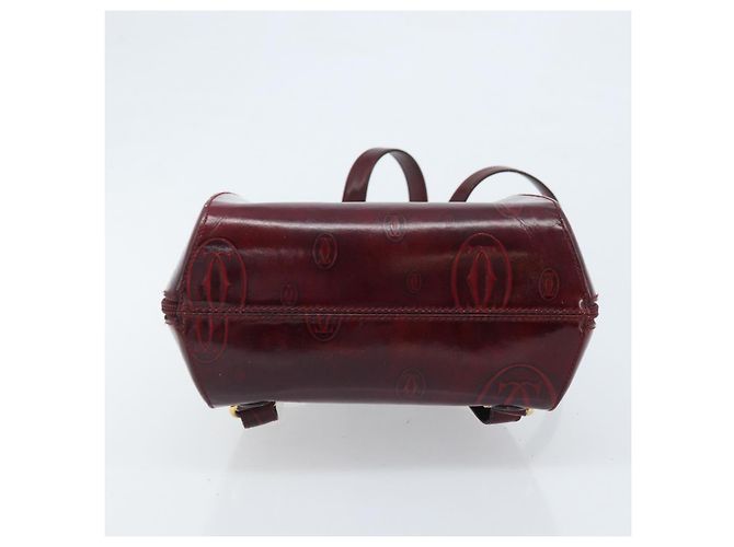 Mochila CARTIER Couro envernizado Vermelho Ouro Auth bs33722 Dourado - vista 11
