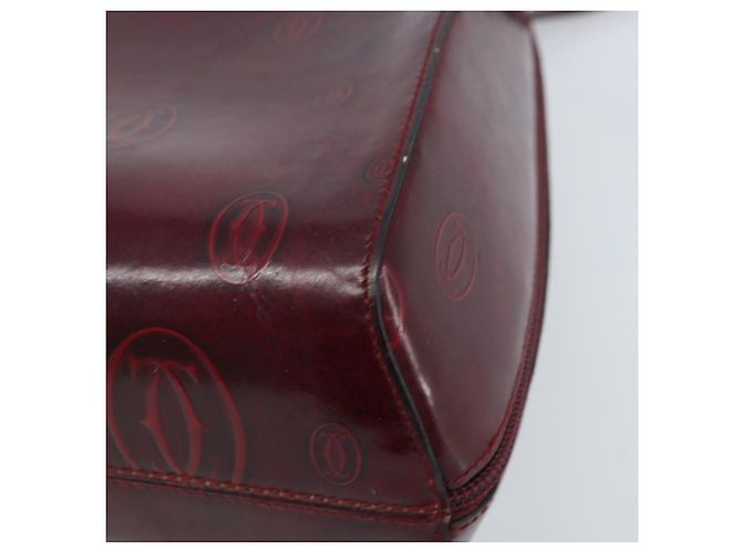 Mochila CARTIER Couro envernizado Vermelho Ouro Auth bs33722 Dourado - vista 12