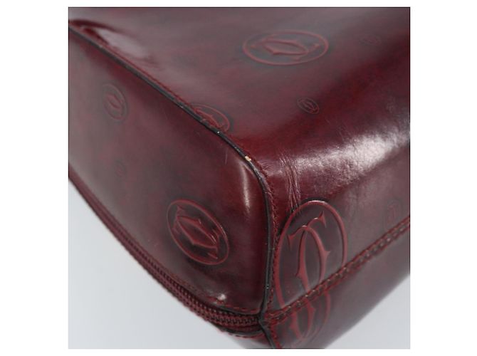Mochila CARTIER Couro envernizado Vermelho Ouro Auth bs33722 Dourado - vista 13