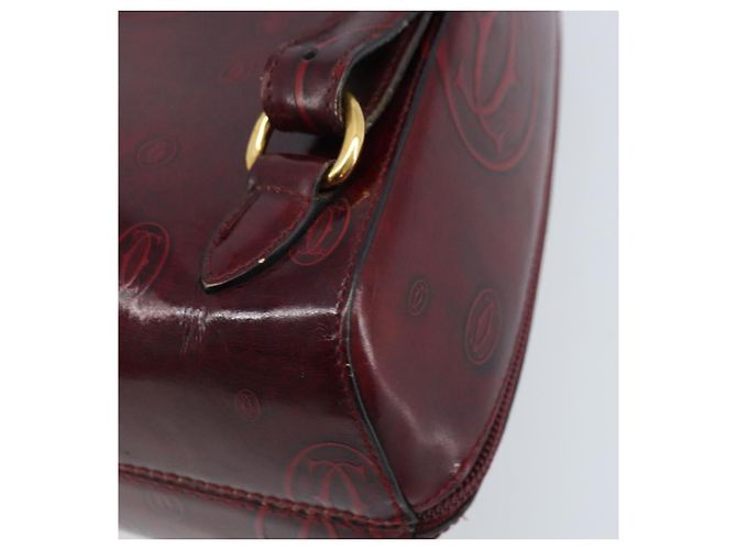 Mochila CARTIER Couro envernizado Vermelho Ouro Auth bs33722 Dourado - vista 14