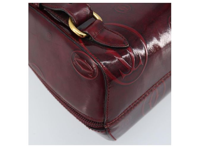Mochila CARTIER Couro envernizado Vermelho Ouro Auth bs33722 Dourado - vista 15