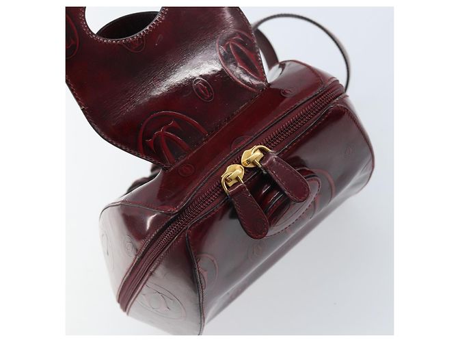 Mochila CARTIER Couro envernizado Vermelho Ouro Auth bs33722 Dourado - vista 17