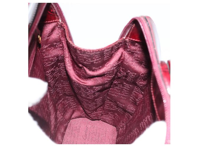 Mochila CARTIER Couro envernizado Vermelho Ouro Auth bs33722 Dourado - vista 21