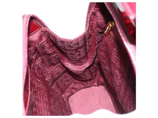 Mochila CARTIER Couro envernizado Vermelho Ouro Auth bs33722 Dourado - vista 22