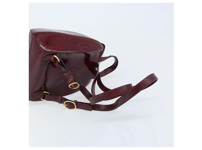 Mochila CARTIER Couro envernizado Vermelho Ouro Auth bs33722 Dourado - vista 9
