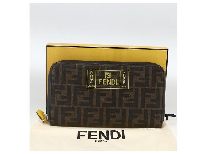 FENDI Zucca Canvas Lange Brieftasche Schwarz Braun Auth ki6613V - Ansicht 12