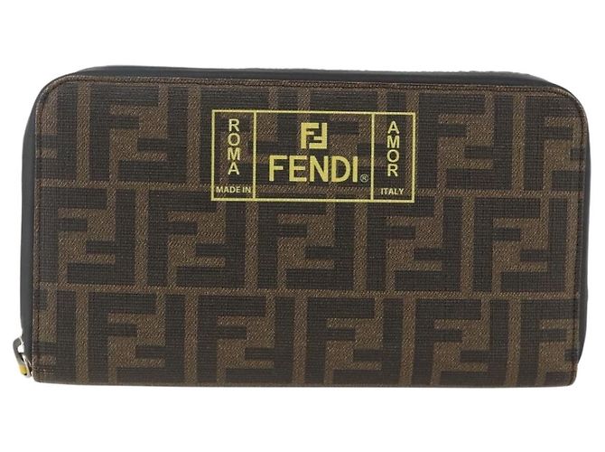FENDI Zucca Canvas Lange Brieftasche Schwarz Braun Auth ki6613V - Ansicht 13