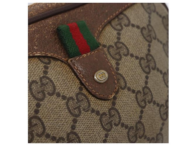 Borsa Sherry Line GG Supreme Web di GUCCI in PVC beige e oro 156 02 066 Auth BA11402 D'oro - vista 15