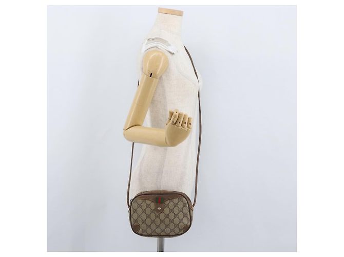 Borsa Sherry Line GG Supreme Web di GUCCI in PVC beige e oro 156 02 066 Auth BA11402 D'oro - vista 21
