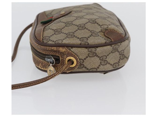 Borsa Sherry Line GG Supreme Web di GUCCI in PVC beige e oro 156 02 066 Auth BA11402 D'oro - vista 5