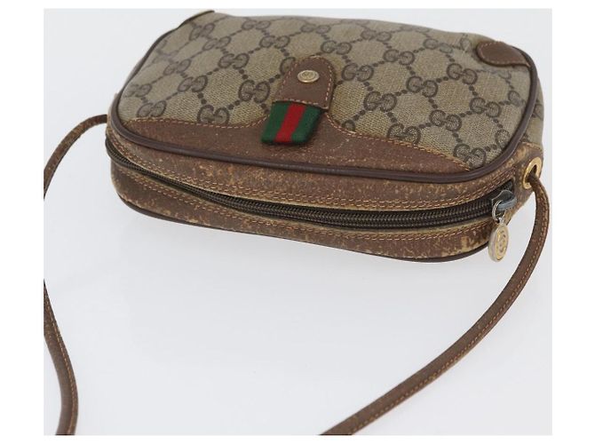Borsa Sherry Line GG Supreme Web di GUCCI in PVC beige e oro 156 02 066 Auth BA11402 D'oro - vista 6