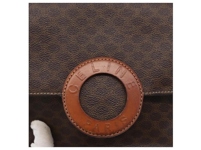 Céline Sac à épaule en toile Macadam CELINE en cuir PVC marron doré Auth 173698A - vue 14