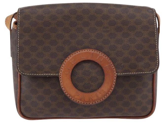Céline Sac à épaule en toile Macadam CELINE en cuir PVC marron doré Auth 173698A - vue 2