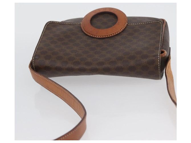Céline Sac à épaule en toile Macadam CELINE en cuir PVC marron doré Auth 173698A - vue 6